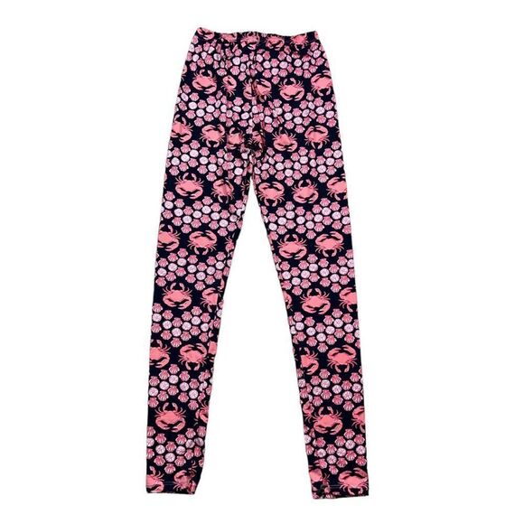 Simply Southern Crab Leggings Pink / Navy Women's One Size Fits Most (S-M-L) - Picture 2 of 5